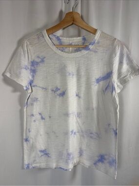 GAP White Tee with Light Blue Tie-Dye Accents